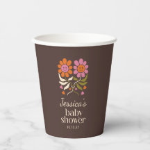 Retro Boho Brown Flower Groovy Baby shower Custom