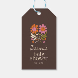 Retro Boho Bruin Bloem Twin Baby shower Custom Cadeaulabel