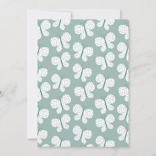 Retro Boho Butterfly 1e verjaardag Dusty Blue Kaart (Achterkant)