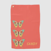 Retro Boho Butterfly Gepersonaliseerde Vrouwen Golfhanddoek (Voorkant)