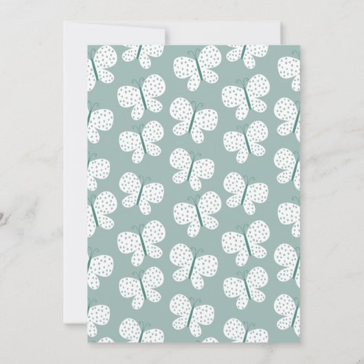 Retro Boho Butterfly Kinder 1e Verjaardag Dusty Bl Kaart (Achterkant)