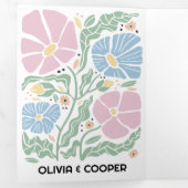 Retro Boho Chic Abstracte Bloemen Trouwdetails Drieluik Uitnodiging (Binnenzijde eerst)