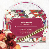 Retro Boho Chic Bloem Burgundy Huwelijk RSVP