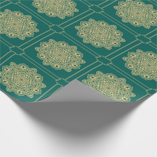 Retro Boho Chic Bohemian Hippie Rosette Mandala Cadeaupapier (Hoek)