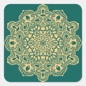 Retro Boho Chic Bohemian Hippie Rosette Mandala Vierkante Sticker (Voorkant)