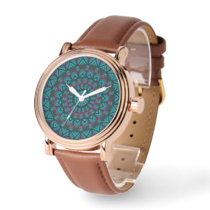 Retro Boho Chic Bohemian Southwestern Mandala Horloge