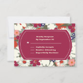 Retro Boho Chic Floral Burgundy Wedding RSVP (Voorkant)