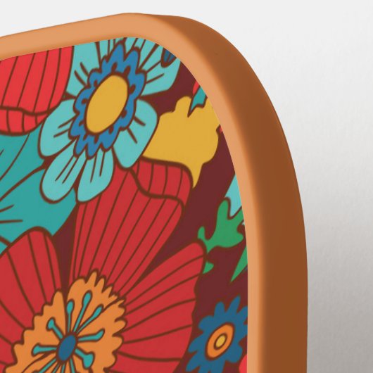 Retro Boho Chic Floral Pattern Aangepaste tekstual Pickleball Paddle (Links Detail)