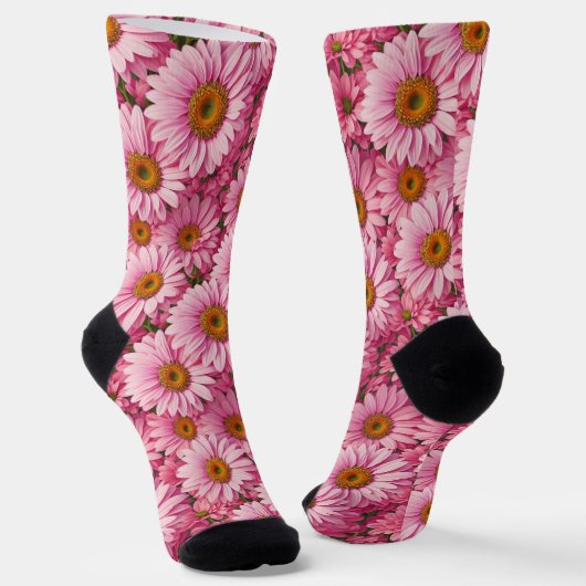 Retro boho chic roze bloemen bloem patroon sokken (Gebogen)