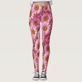 Retro boho chic roze bloemen patroon leggings (Voorkant)