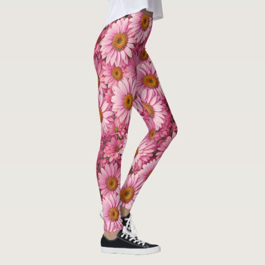Retro boho chic roze bloemen patroon leggings (Rechts)