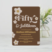 Retro Boho Chocolade Bruin 50 & Fabulous Verjaarda Kaart (Staand voorkant)