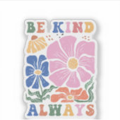 Retro Boho Colorful Floral – Be Kind Always Sticker (Voorkant)