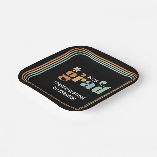 Retro Boho Daisy 2025 Afstudeerder Party Papieren  Papieren Bordje (Gebogen)