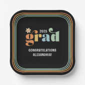 Retro Boho Daisy 2025 Afstudeerder Party Papieren  Papieren Bordje (Voorkant)