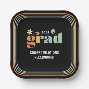 Retro Boho Daisy 2025 Afstudeerder Party Papieren Papieren Bordje