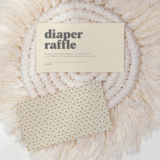 Retro Boho Daisy Baby shower Diaper Raffle Game Informatiekaartje