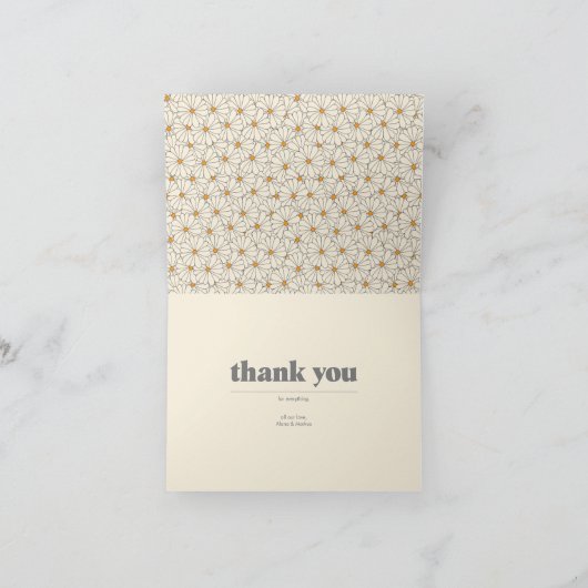 Retro Boho Daisy Baby shower Hartelijk dank Bedankkaart (Binnen)