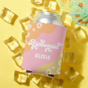 Retro Boho Daisy Persoonlijke Bridesmaid Gift Blikjeskoeler