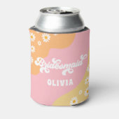 Retro Boho Daisy Persoonlijke Bridesmaid Gift Blikjeskoeler (Blikje Achterkant)