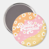Retro Boho Daisy Persoonlijke Bridesmaid Gift Magneet (Voorkant / Achterkant)