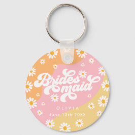 Retro Boho Daisy Persoonlijke Bridesmaid Gift Sleutelhanger