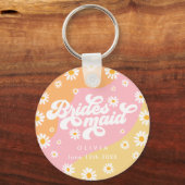 Retro Boho Daisy Persoonlijke Bridesmaid Gift Sleutelhanger (Voorkant)