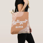 Retro Boho Daisy Persoonlijke Bridesmaid Gift Tote Bag (Dichtbij)