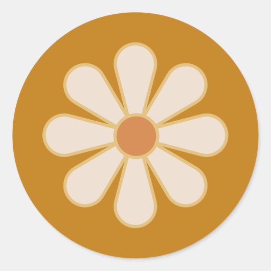 Retro Boho Daisy Ronde Sticker (Voorkant)