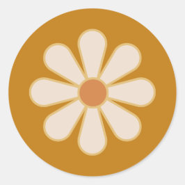 Retro Boho Daisy Ronde Sticker