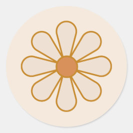 Retro Boho Daisy Ronde Sticker