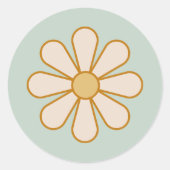 Retro Boho  Daisy Ronde Sticker (Voorkant)