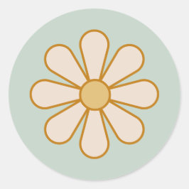 Retro Boho Daisy Ronde Sticker