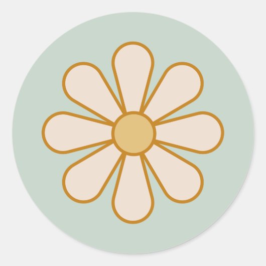 Retro Boho Daisy Ronde Sticker (Voorkant)