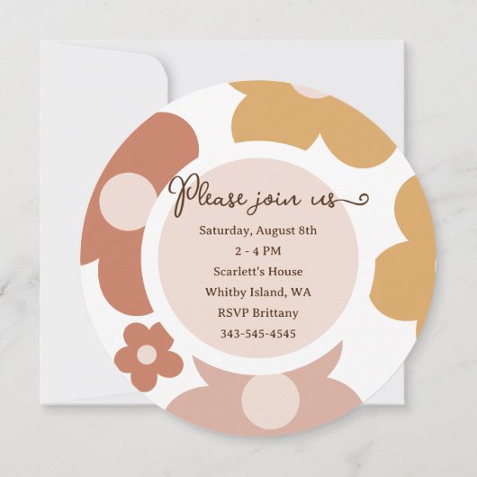 Retro Boho Daisy Verjaardag Meisje Ronde Kaart (Achterkant)