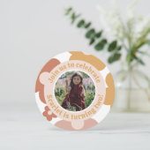 Retro Boho Daisy Verjaardag Meisje Ronde Kaart (Staand voorkant)