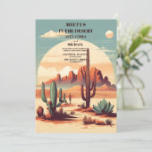 Retro Boho Desert Mountain Bruiloft Kaart (Staand voorkant)