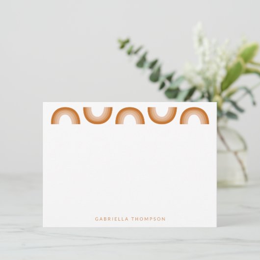 Retro Boho Desert Rainbow Terracotta Gepersonalise Notitiekaartje (Staand voorkant)