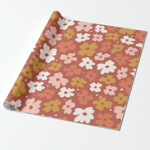 Retro Boho Ditsy Bloemenprint Cadeaupapier