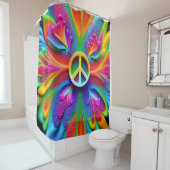 "Retro Boho Douchegordijn Vredesteken Hippie" (In situ)