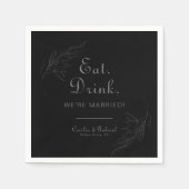 Retro Boho Eat Drink We zijn getrouwd Servet (Voorkant)