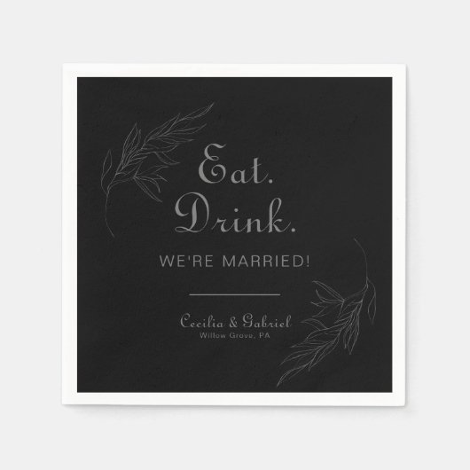 Retro Boho Eat Drink We zijn getrouwd Servet (Voorkant)