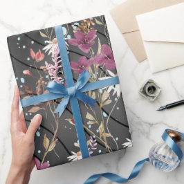 Retro Boho Elegante Wildbloemen Cadeaupapier