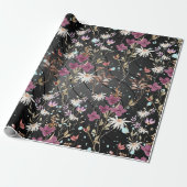 Retro Boho Elegante Wildbloemen Cadeaupapier (Uitgerold)