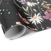 Retro Boho Elegante Wildbloemen Cadeaupapier (Rol Hoek)