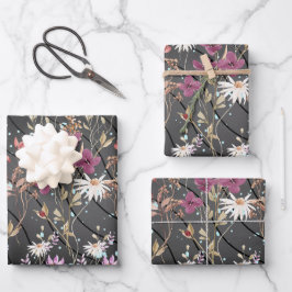 Retro Boho Elegante Wildbloemen Inpakpapier Vel