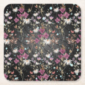 Retro Boho Elegante Wildbloemen Kartonnen Onderzetters (Voorkant)