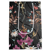 Retro Boho Elegante Wildbloemen Medium Cadeauzakje (Achterkant)