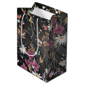 Retro Boho Elegante Wildbloemen Medium Cadeauzakje (Achterkant Gekanteld)