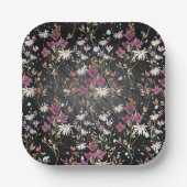 Retro Boho Elegante Wildbloemen Papieren Bordje (Voorkant)